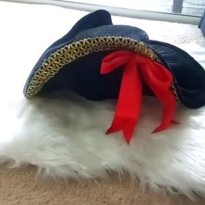 Sale!Woman's PIRATE THEME HAT Black velvet, red bow, gold embroidery costume